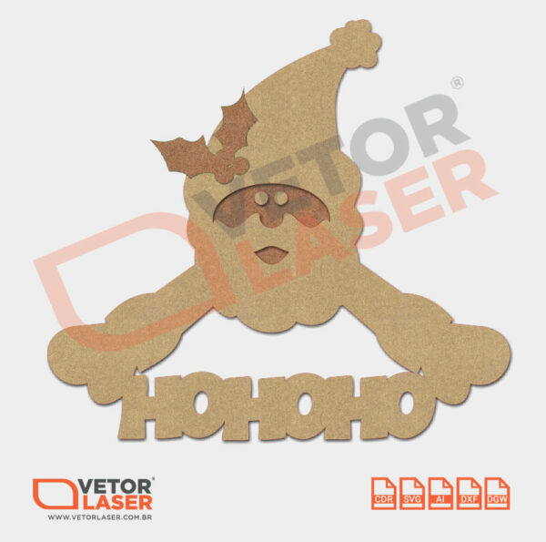Vetor Papai Noel Ho Ho Ho para Corte a Laser em MDF – 0003