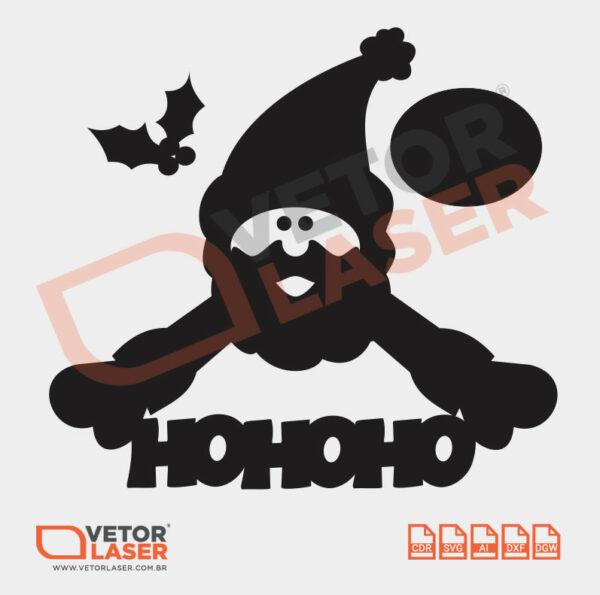 Vetor Papai Noel Ho Ho Ho para Corte a Laser em MDF – 0003 - Image 2