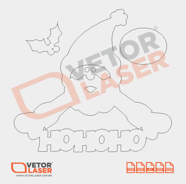 Vetor Papai Noel Ho Ho Ho para Corte a Laser em MDF – 0003 - Image 3
