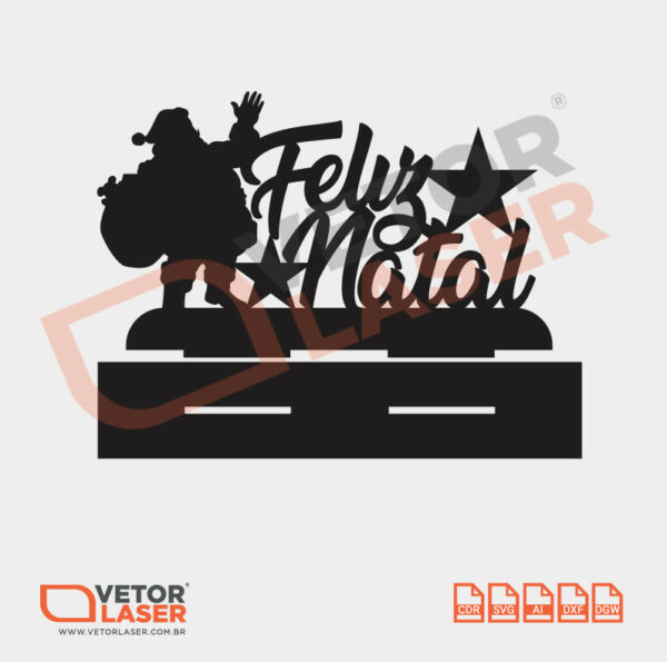 Vetor Papai Noel Feliz Natal para Corte a Laser em MDF – 0004 - Image 2