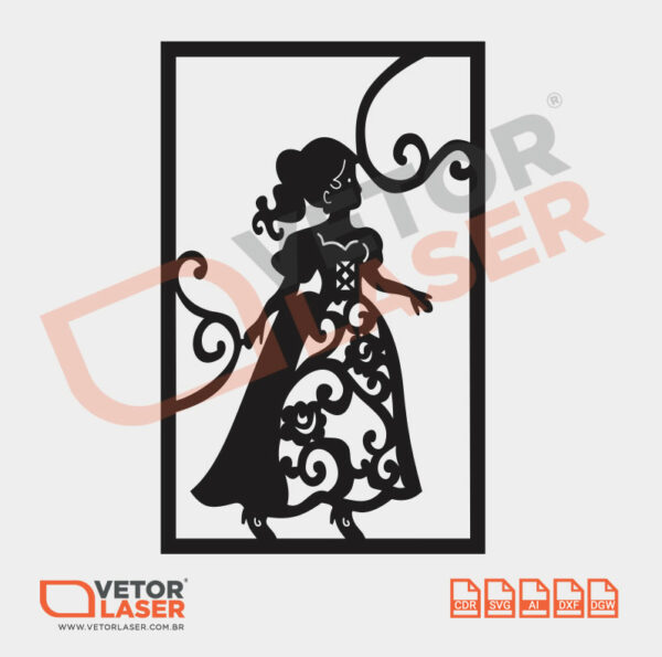 Vetor Quadrinho Menina de Vestido para corte a Laser em MDF - 0001 - Image 2