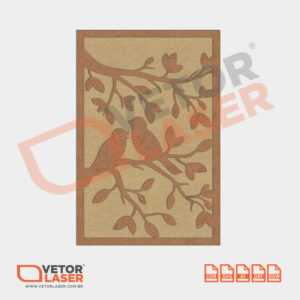 Vetor Corte Laser MDF Quadro Passarinhos