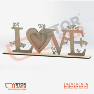Vetor Porta Retrato Love 1 Foto Coração para Corte Laser em MDF