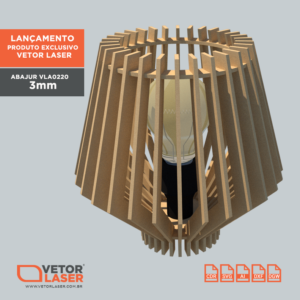 Vetor Luminária Abajur para corte com máquina Laser em MDF de 3mm