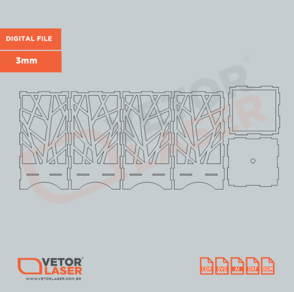 Vetor Projeto Luminária Abajur Lanterna para Corte Laser em MDF 3mm – VLL0520 - Image 2