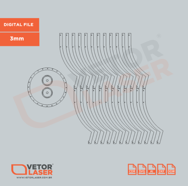 Vetor Projeto Luminária Pendente para Corte Laser em MDF 3mm – VLP2620 - Image 4