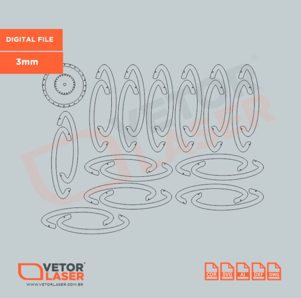 Vetor de Luminária Pendente para Corte a Laser em MDF de 3mm – Arquivos DXF, SVG – VLP7721 - Image 4