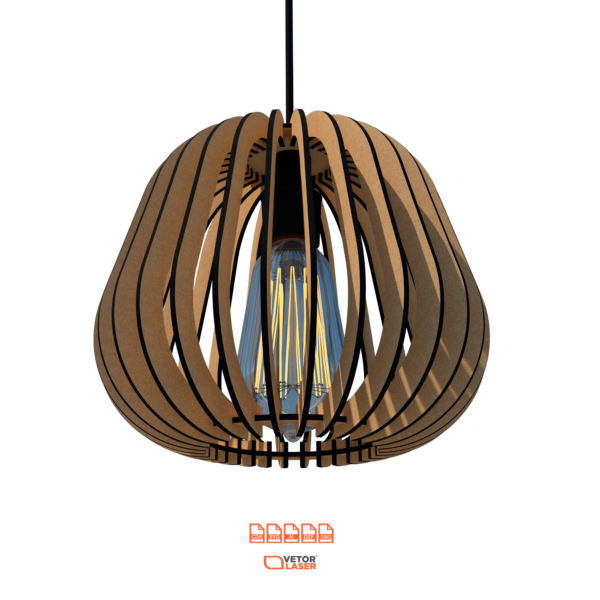 Vetor de Luminária Pendente para Corte a Laser em MDF de 3mm – Arquivos DXF, SVG – VLP8021 - Image 2