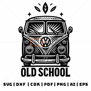 Kombi Old School - Arquivos Vetorizados SVG, DXF, CDR, PDF, PNG, Ai e EPS
