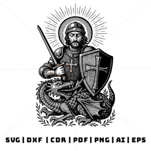 São Jorge Santo - Arquivos Vetorizados SVG, DXF, CDR, PDF, PNG, Ai e EPS