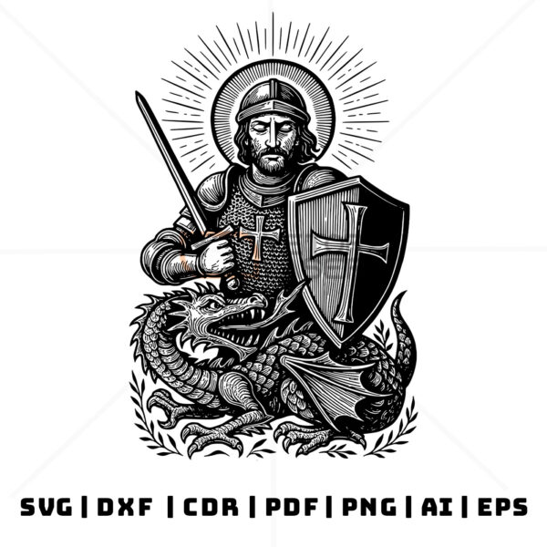 São Jorge Santo - Arquivos Vetorizados SVG, DXF, CDR, PDF, PNG, Ai e EPS
