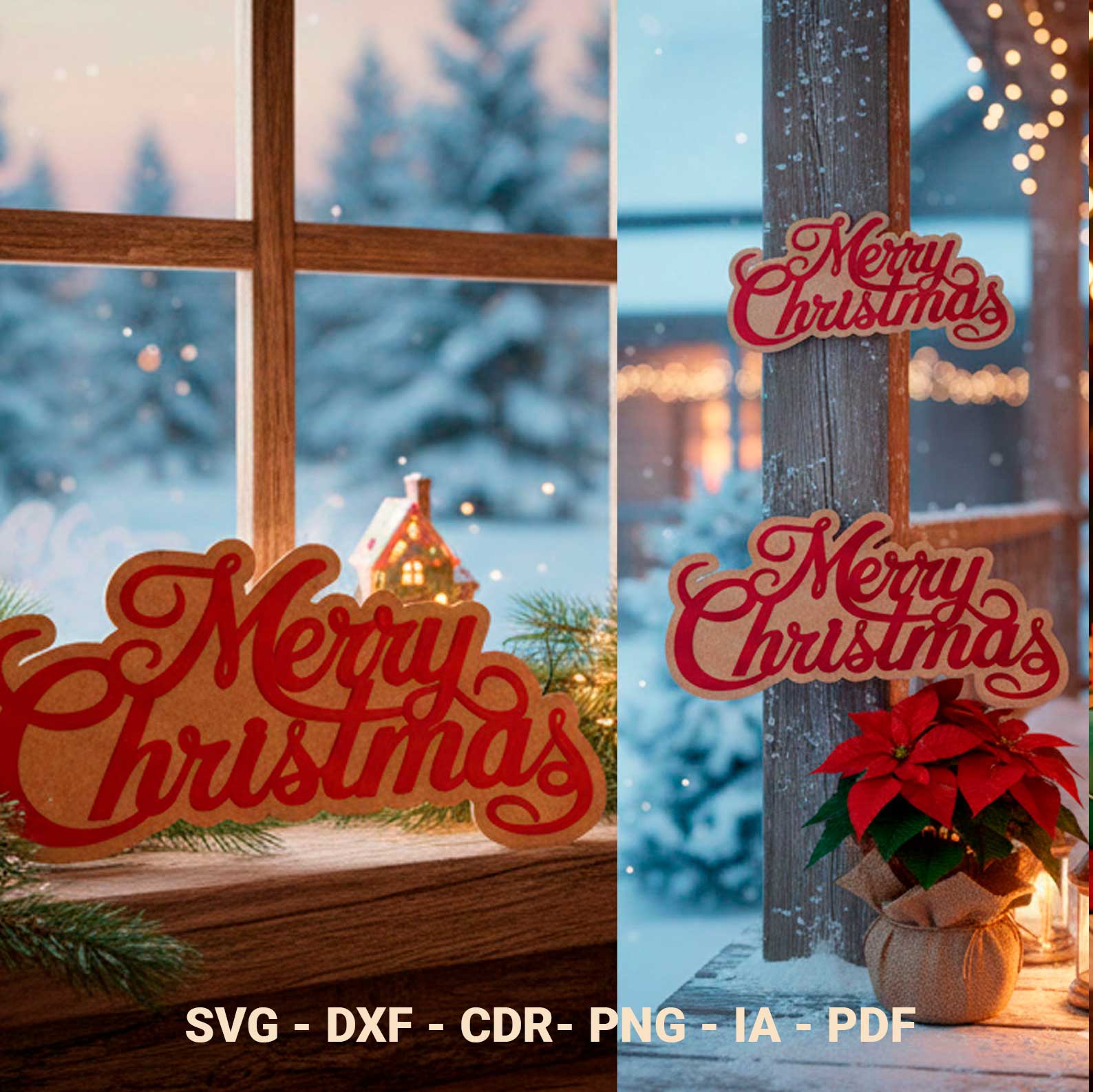 Vetor Merry Christmas para Corte Laser - Arquivos SVG, DXF, CDR, EPS, PDF - Imagem 2