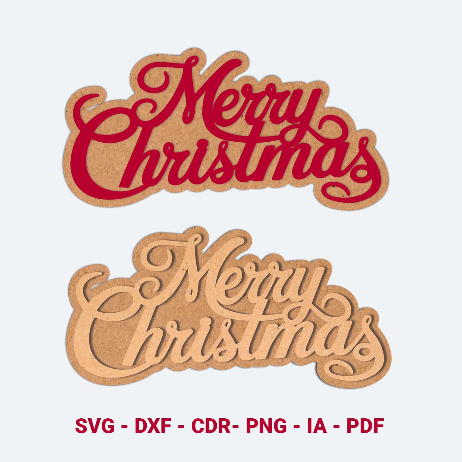 Vetor Merry Christmas para Corte Laser - Arquivos SVG, DXF, CDR, EPS, PDF - Imagem 3