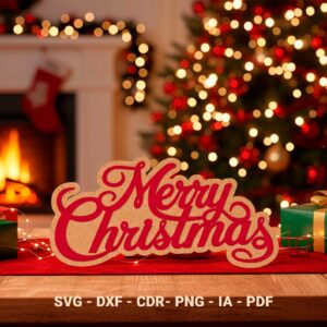 Vetor Enfeite de Natal Merry Christmas para corte laser
