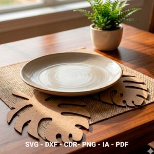 Vetor Arquivo Sousplat Porta Pratos Costela de Adão para Corte Laser