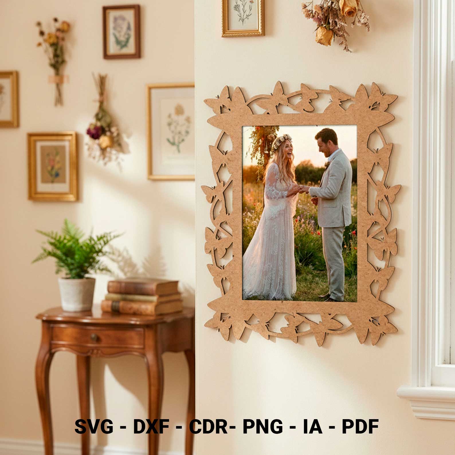 Vetor Arquivo Moldura Quadro Borboletas para Corte Laser