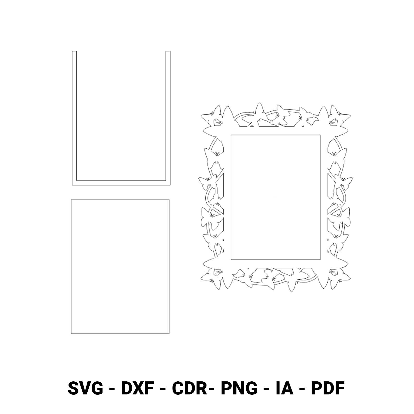 Vetor Arquivo Moldura Quadro Borboletas para Corte Laser - Arquivos DXF, SVG, PDF - Imagem 3